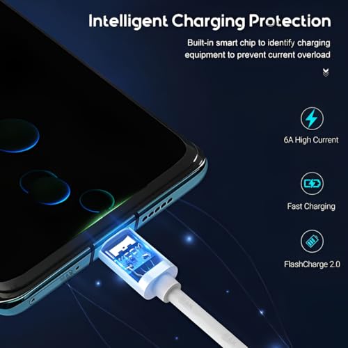 Image of MAK Original 45W SUPERVOOC Fast Charging Adapter with USB to Type-C Cable, White, 45W Power Delivery Wall Charger Compatible with OnePlus 11, OnePlus Nord CE 3, F21 Pro & USB-C Devices.
