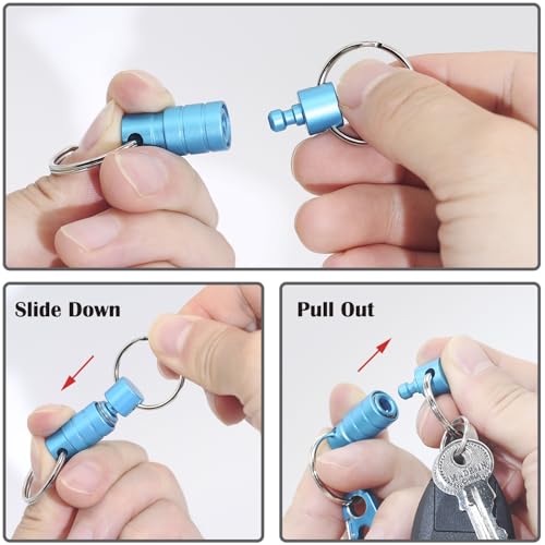 Image of Quick Release Keychain Clip, Small Carabiner Clip & Pull Apart Detachable Key Ring, Car Key Chain Hooks Keyring
