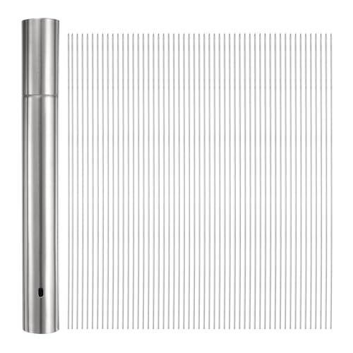 QUARKZMAN 100 Piezas Brochetas de Metal de 30cm x 3.5mm de Acero Inoxidable Palos Redondos Reutilizables para Barbacoa Bbq Al Aire Libre con Tubo de Almacenamiento