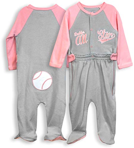 Spencers H73105-6 Baby Zip Leg Sleeper Baseball Pink