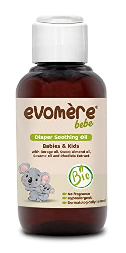 Evomere bebe Diaper Soothing Oil for Babies and Kids, Bio, No fragrance, Hypoallergenic 100 mL / 3.38 fl. oz.