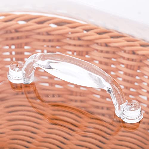 Peohud 13.4'' Imitation Rattan Bread Basket With Acrylic Lid, Natural Oval Wicker Loaf Bread Basket, Woven Food Fruit Vegetables Serving Basket For Tabletop, Restaurant #TOP2