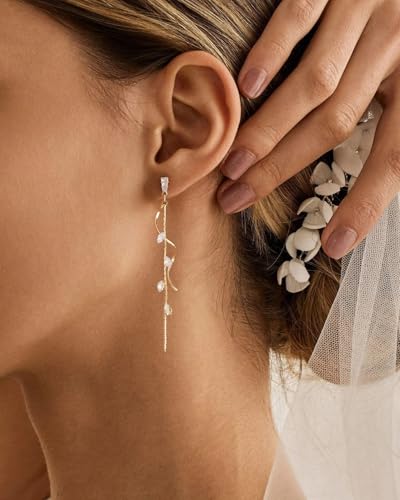 Dangle Earrings for Women- 14K Gold Plated Butterfly Heart Star Hoop Chain Tassel Design Long Dangle Earrings3