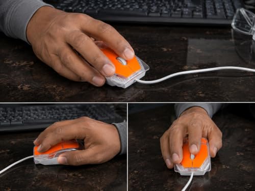 Image of Electron Orange Transparent Mouse for Laptop PC, Computer USB Wired Mouse for PC Desktop Plug and Play, 1000 DPI Ultra Smooth, for Windows Linux and MAC