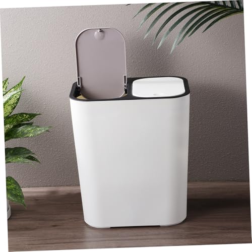 Caneca de basura triangular doble compartimento beige 15L miniatura 5