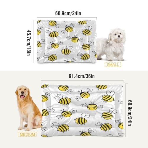 Image of Blueangle Flying Bumble Bees Pet Bed - Comfortable Calming Dogs Cat Bed Mat, Soft Plush Surface Pet Bed Cushion Bed for All Season, 36x24inch