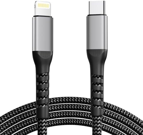 Clickfish 90 Degrés Câble IPhone USB Vers Lightning Court, Certifié MFi Câble USB élastique