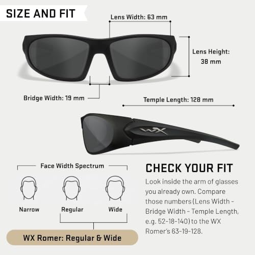 Image of Wiley X Romer 3 Sunglasses - Matte Black /Smoke Grey /Clear /Light Rust, Medium /Large