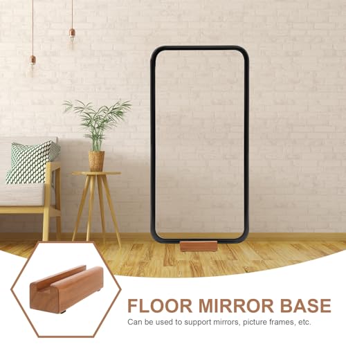Base de espejo para suelo en madera maciza marrón con soporte estable 4