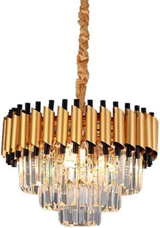 Image of Modern Crystal 400mm Chandelier Gold and Black Pendant Ceiling Light Fixture for Dining Room, Living Room, Bedroom, Foyer, Hallway, Entryway