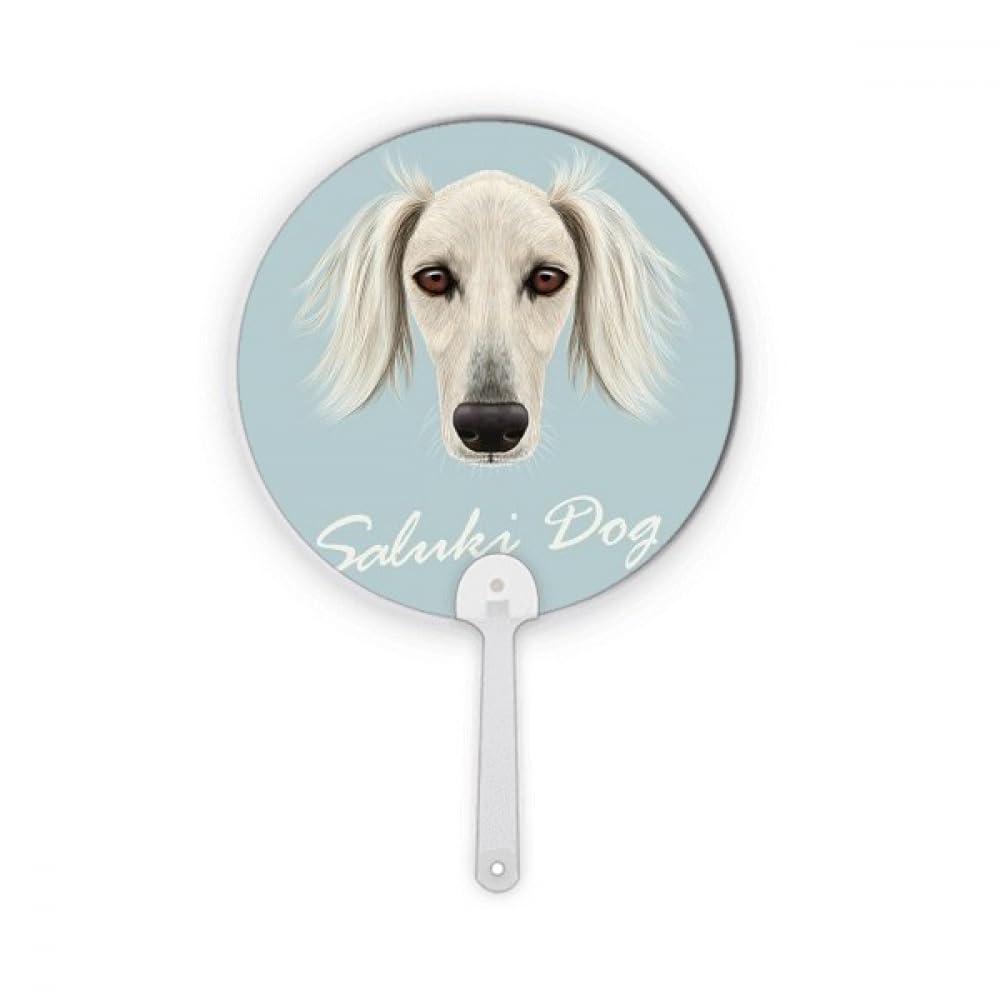 Éventail rond en plastique Saluki Blanc pour chien avec motif canin élégant