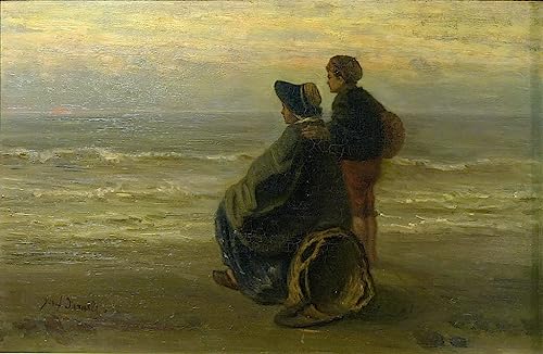 Art mural Mère et enfant Jozef Israëls, grand tableau décoration chambre 60x90cm