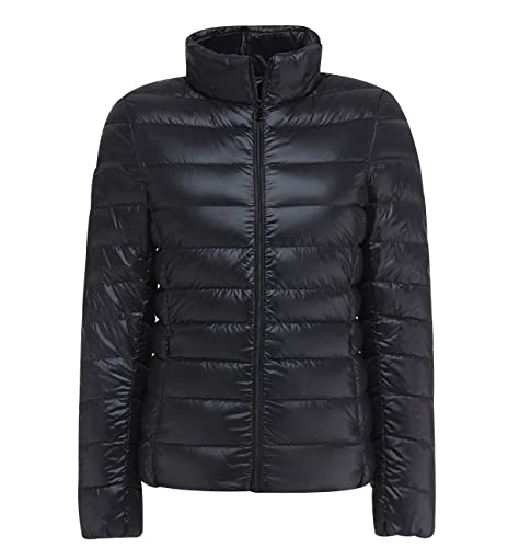 Doudoune Légère Femme Hiver Veste Fine Ultralight Grande Taille Matelassée Puffer Jacket Blouson Duvet Plume Cintrée Oversize Noir 5XL