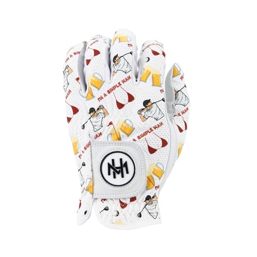 MULLIGAN HOOLIGAN I'm a Simple Man Golf Glove Premium Cabretta Leather & Mesh, Breathable Moisture-Wicking Comfort, Unique Standout Design (Men's Large, Worn on Right Hand)