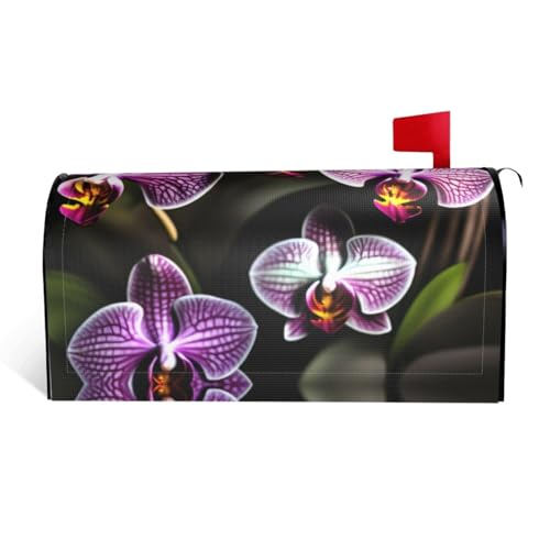 Purple Orchids Print Magnetic Mailbox Cover,Durable Stylish Standard Mailbox Covers Easy to Install for All Seasons