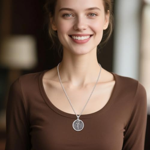 Collier Saint Christophe argent contre les risques du voyage médaillon protecteur