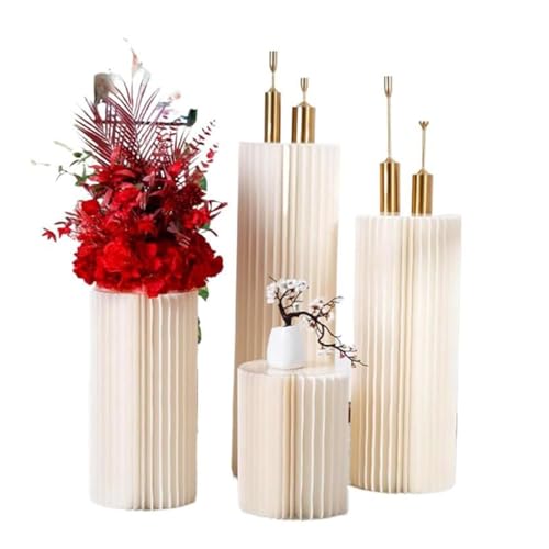 Décoration événementielle de mariage avec colonne blanche pliable en carton et acrylique