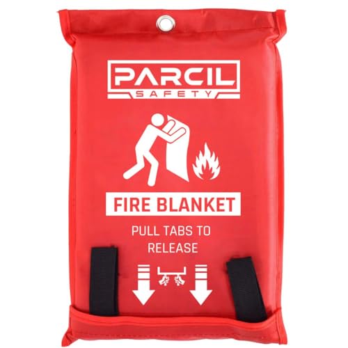 Parcil Distribution PD-452 Emergency Fire Blanket | Kitchen Fire Blanket UK British Standard | Fireguard Blanket for Home Fire Protection & Home Safety (2 Pack)