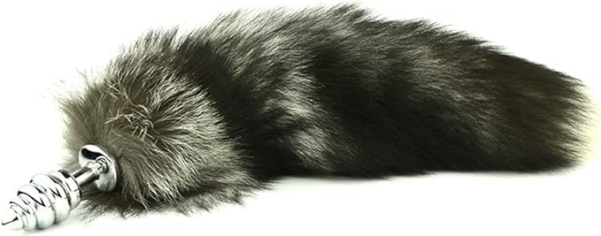 Queue de renard gris et noir légère et facile à fixer pour costume réussi - 2