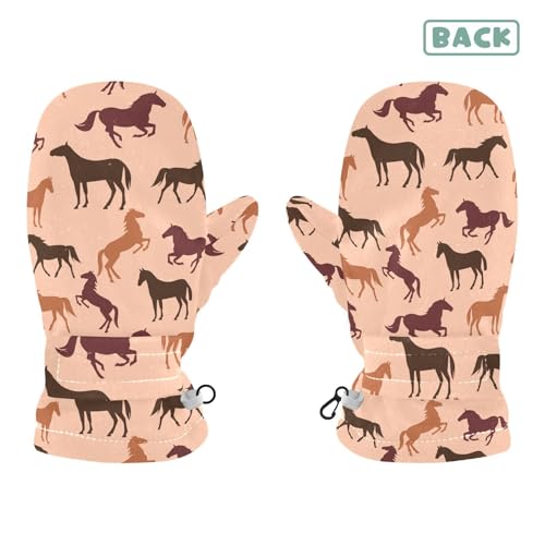 Kids Mittens Winter Fleece Gloves Toddler Warm Snow Gloves Horse for Girls Boys2