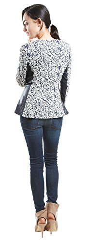 Women's Front Zipper Closure Slim-Fitting Leather Block Peplum Jacket3