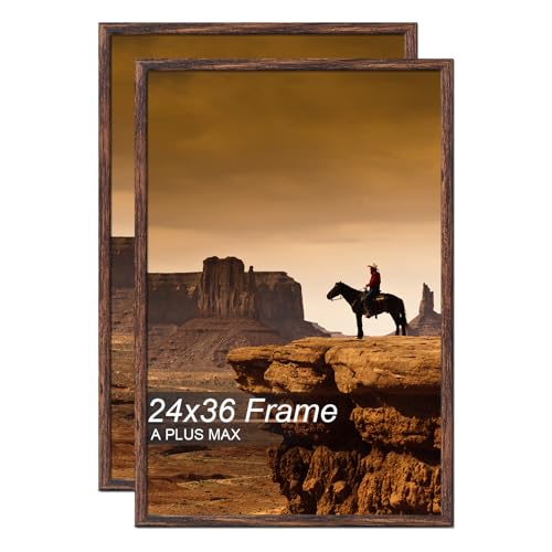 A PLUS MAX 24x36 Picture Frame Set of 2 Brown Light Weight Wall Mount