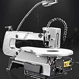 16-Zoll-Dekupiersäge, Multifunktionale Holzbearbeitungsmaschine, 0-45° Verstellbare Tischkreissäge, Variable Geschwindigkeit, Mit Arbeitsleuchte Für Holzbearbeitung, Handwerker Und Hobbyisten