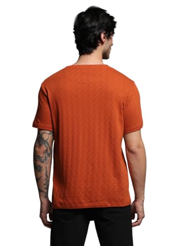 Image of Jack & Jones Men Cotton Regular Self Design Round Neck T-Shirt