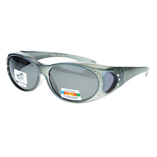 Womens Polarized Fit Over Glasses Sunglasses Oval Rhinestone Frame3