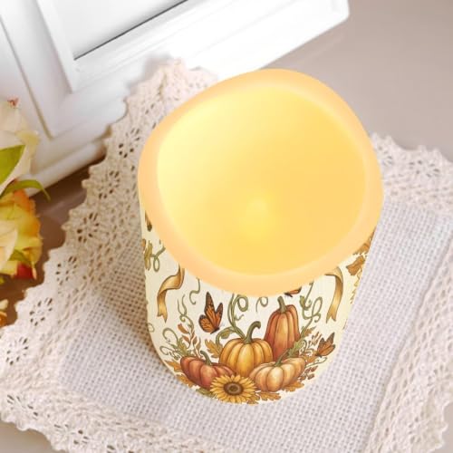 Image of Christmas Flameless Candles with Remote Set of 4 | Xmas Bow Ribbon Flameless Candle Set with Timer, Battery Operated, Fake Candles for Kitchen Room, Home Decor