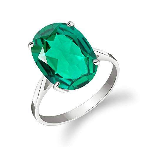 Galaxy Gold Gg Stunning 4.50 Carats 14K Solid White Gold Brilliant Oval Cut Emerald Solitaire Ring With Genuine Vibrant Emerald Oval Shape Anniversary Engagement Promise Her Him Unisex (5.5) #TOP2