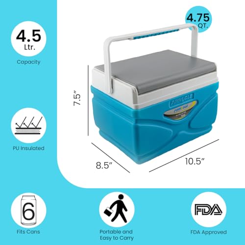 Pinnacle 4.5-11 Liter Insulated Cooler Lunch Box Set Portable Camping/Picnic Hard Cooler –Coolbox Keeps Cool for 48 hrs. with Ice Retention–Heavy Duty Cooler for Beach, Grill, Tailgating, Small -med