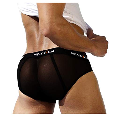 Transparent Mesh Men Briefs Underwear Breathable Underpants (Small) Black4