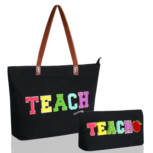 2 Pcs Tote Bag Gift for Teacher Nurse Dance Preppy Makeup Bag Cos...