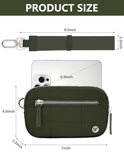 Image of Wallet Wristlet for Women, RFID Wallet Keychain with Dual Pocket (Dark Green)