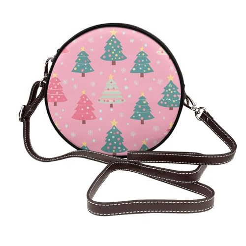Sac à bandoulière rond Christmas Cute Tree pour vos sorties d'hiver