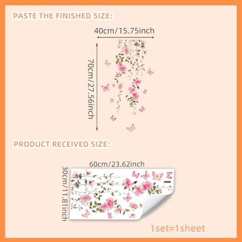 Vinilo Decorativo Floral Vinilo Rosa para Pared miniatura 5