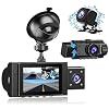 Yansoo Dash Cam Front and Rear Inside, 3 Channel Dash Cams 1080P Dashcam Car Camera Video Recorder with Infrared Night Vision,170°Wide Angle,Parking Monitor,Loop Recording,G-sensor Dash Camera for Car
