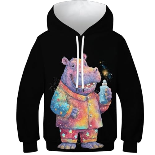 Pulls garçons filles motif hippopotame vêtement douillet pour récréation et parc