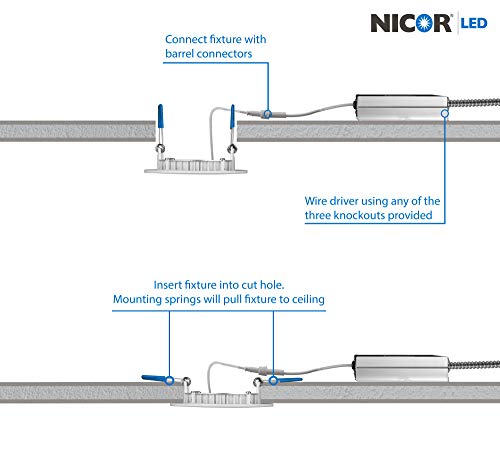 Image of NICOR Lighting 3 inch Round White Flat Panel LED Downlight in 5000K (DLE321205KRDWH)