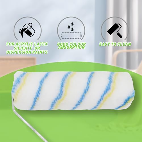 Lxoraziy 4er Farbroller Pinsel Set, Profiqualität Malerrolle, Streichen Zubehör für Farben, Lackrollen für Lacke, für Wandfarbe Walze Farbwalze(9/6/4Farbroller)