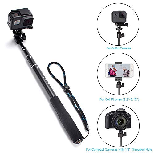 Hsu Extendable Selfie Stick, Waterproof Hand Grip With Octopus Tripod Stand For Gopro Hero 11/10/9/8/7/6/5/4, Handheld Monopod Compatible With Cell Phones, Akaso Campark And Other Action Cameras #TOP4