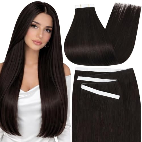 Moresoo Tape in Weft Extensions Human Hair Dark Brown 16 inch 65g 2pcs