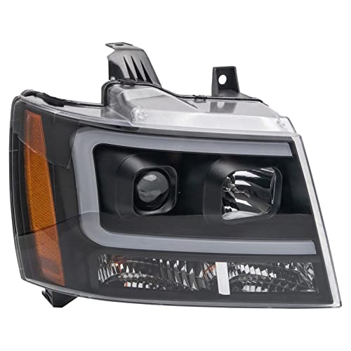 Image of TRQ Performance Driver and Passenger Side Headlight Assembly Set Black Housing Projector Clear Lens Compatible with 07-13 Chevrolet Avalanche 07-13 Chevrolet Suburban 2500 07-14 Chevrolet Tahoe