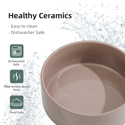 Havniva Rutschfester Keramik-Hundenapf Fressnapf Wassernapf für Große Hunde (Einzelnapf, 1800ml, Brauner Kaffee)