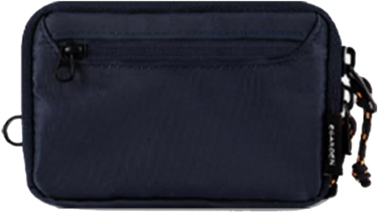 Travel Wallet Pouch w Zipper Slim Lightweight BIll Coin Card Organizer Purse Water Resistant Multiple Compartments Mesh Pocket D-Ring Loop (Khaki)