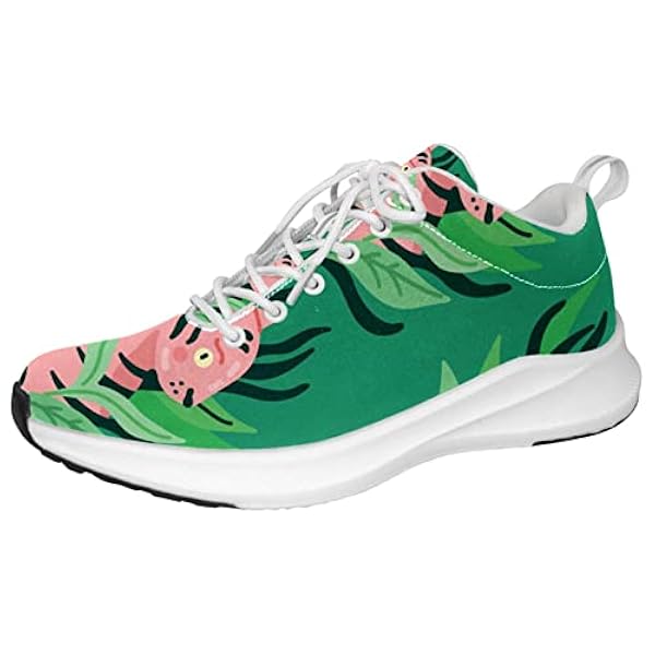 Tijger omringd door bladeren groene gepersonaliseerde sneakers lichtgewicht wandelschoenen running atletische casual sneakers