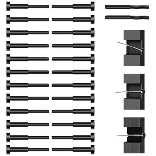 Image of 24Pack Black PVD Technology Invisible Cable Railing Kits, Marine Grade T316 Swage Tensioner and Terminal Hidden for 1 /8 inch Cable Railing, Terminal with Spare Thread Stud for Level /Stair /Wood Post