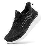FitVille Extra Wide Fit Trainers for Men Slip On Arch Support Road Running Shoes Lightweight Athletic Sneakers for Gym Fitness Jogging Walking, Black, 10 Wide