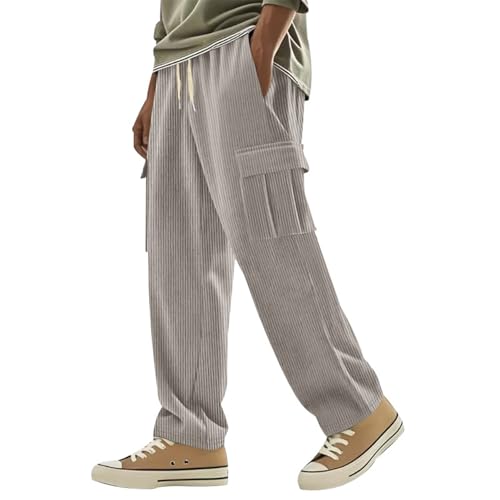 Corduroy Pants Men Casaul Elastic Drawstring Waist Mencomfy Cargo Pants Baggy Athletic Work Sweatpants with Pockets2